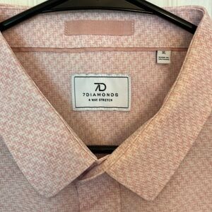 7 Diamonds Short Sleeve Shirt Pink Geometric Print Size XL